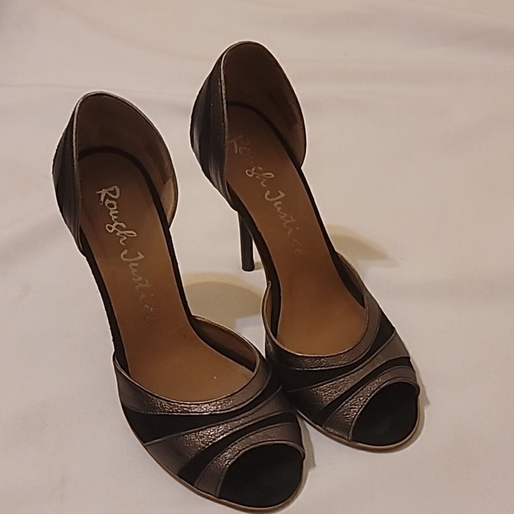 Rough‎ Justice peep toe heels size 37 6us